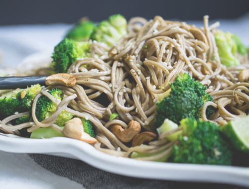 Broccoli and Lime Cashew Soba Noodles - vegan